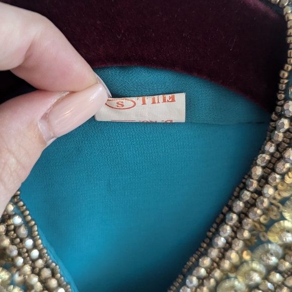 Arabian Party Dress Middle Eastern Blue Teal Turquoise Caftan Embellished beaded - Picture 3 of 12
